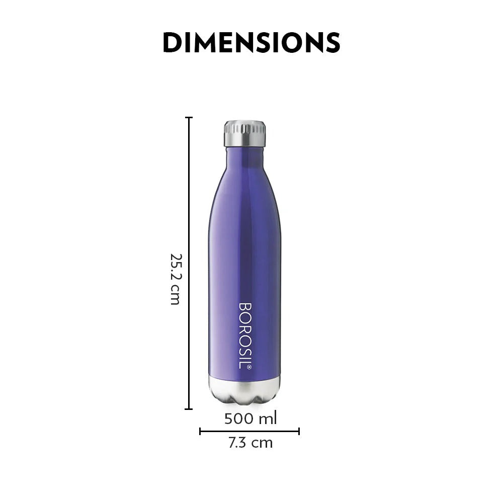 Borosil Bolt Insulated Bottle Trans Blue 500ml