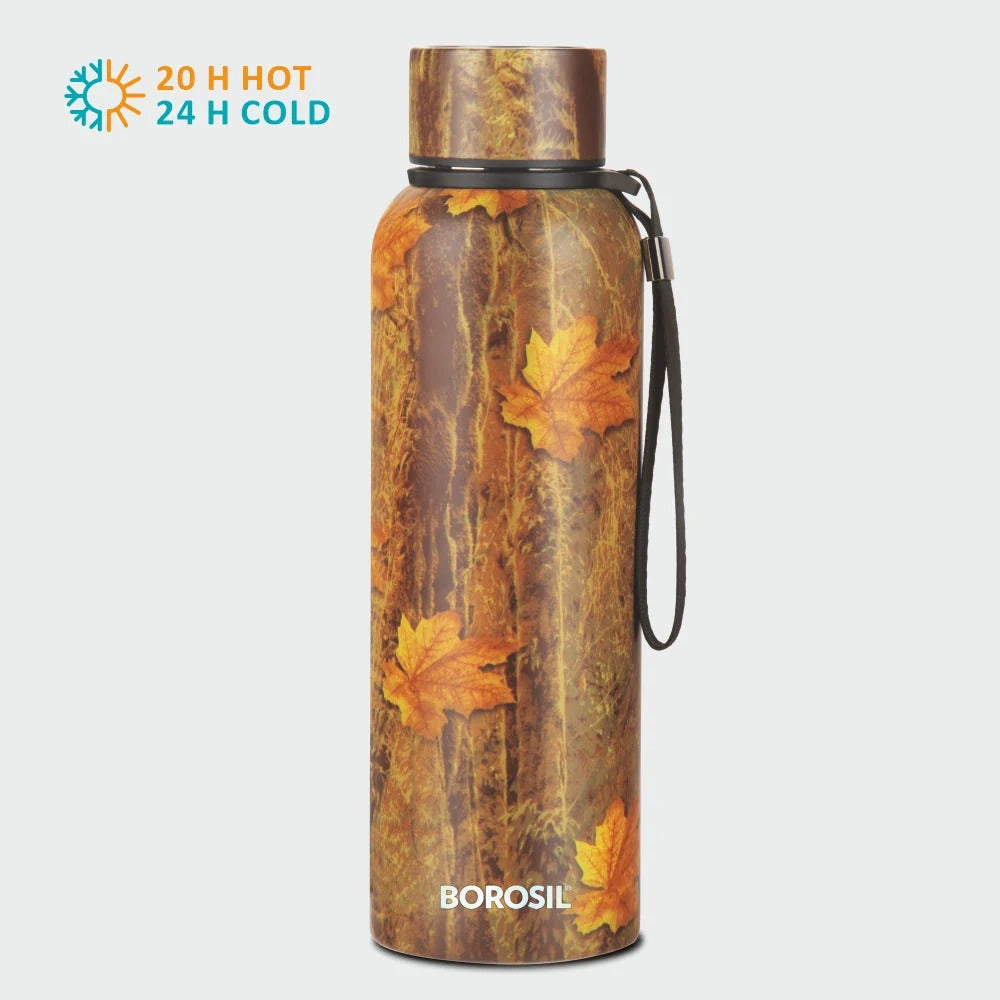 Borosil Hydra Thermoflask Steel Water Bottle Trek Maple
