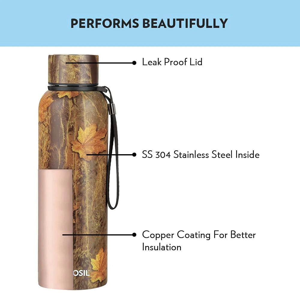 Borosil Hydra Thermoflask Steel Water Bottle Trek Maple