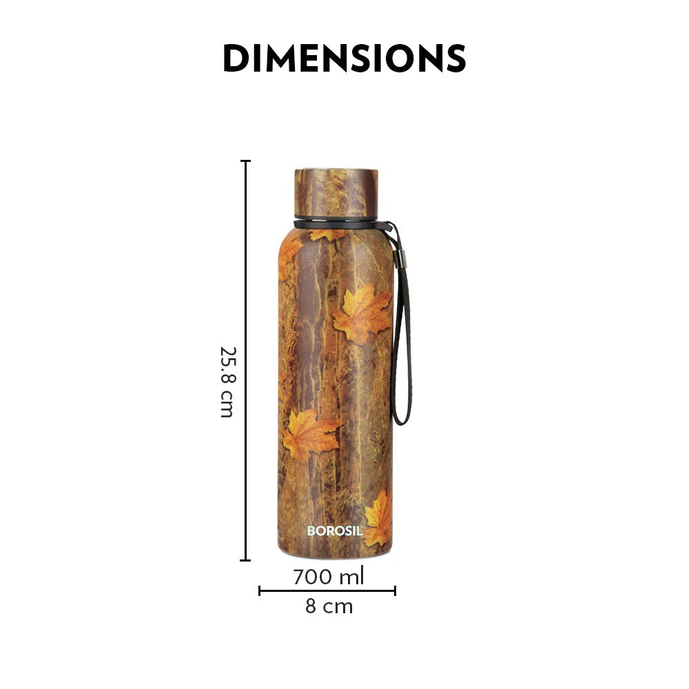 Borosil Hydra Thermoflask Steel Water Bottle Trek Maple