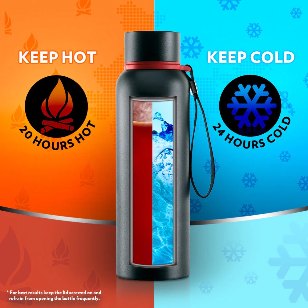 Borosil Hydra Thermoflask Trek Black StayMeva JateVa Edition 700ml