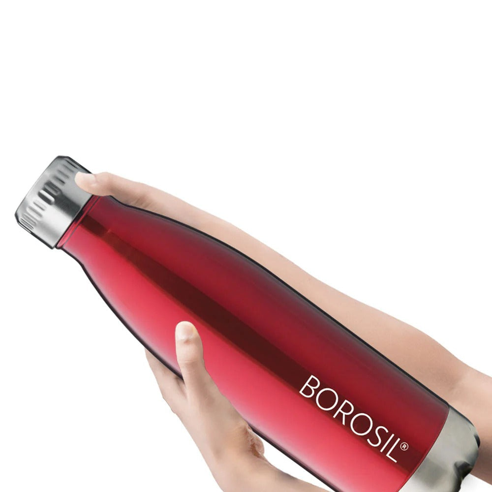 Borosil Hydra Thermoflask Water Bottle Trans Red 1L
