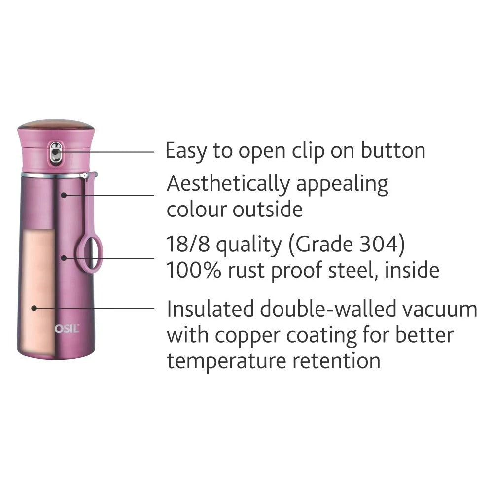 Borosil Hydra Thermoflask Water Bottle Ease Purple 420ml