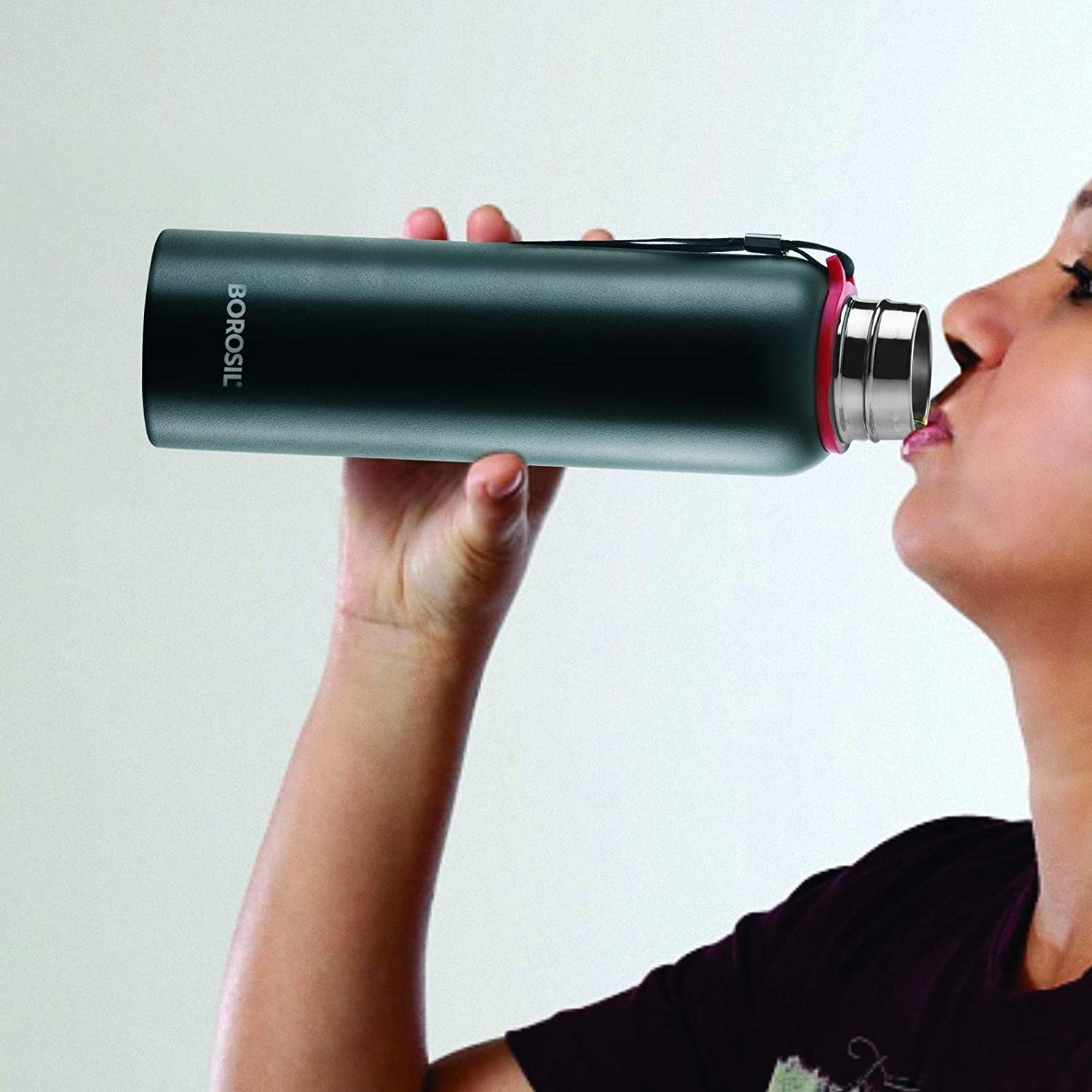 Borosil Hydra Thermoflask Water Bottle Trek Black 850ml