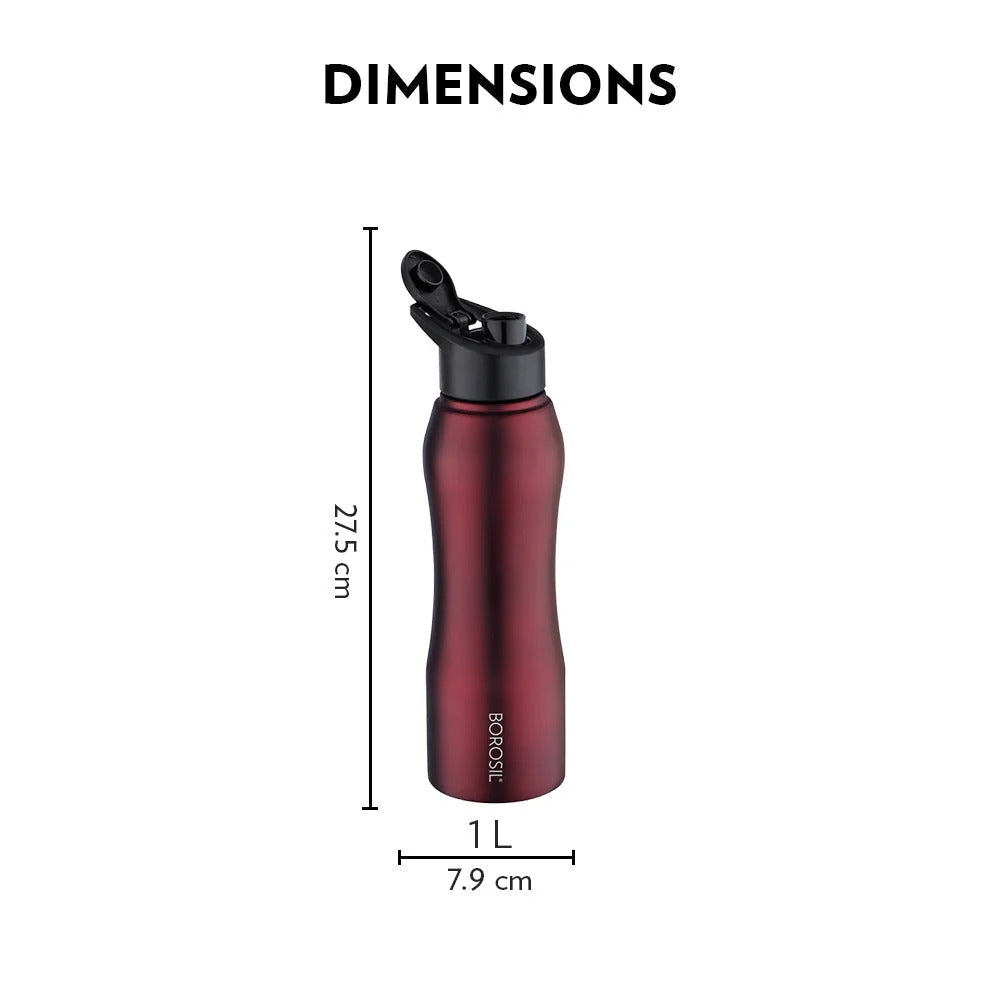 Borosil Grip N Sip Maroon Water Bottle