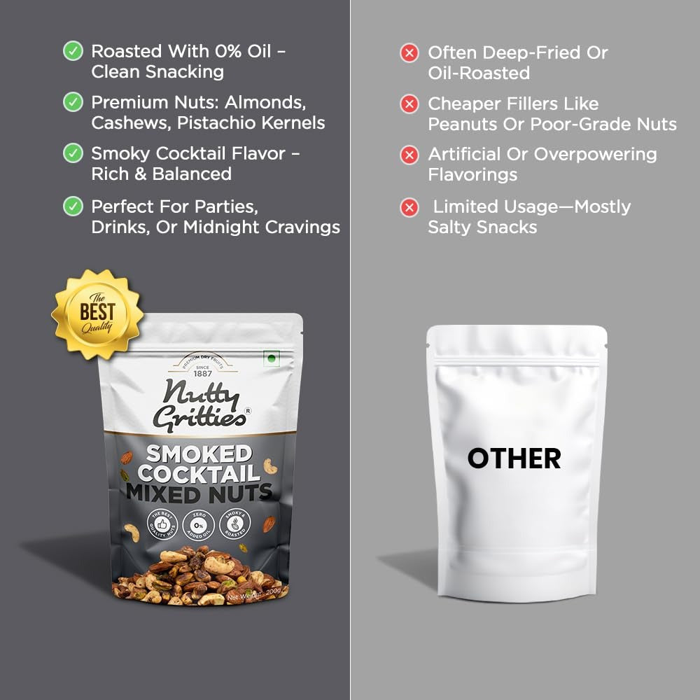 Nutty Gritties Premium Smoked Cocktail Mixed Nuts - 200g