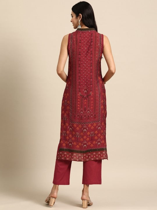 Anayna Women Ethnic Motifs Printed Regular Sequinned Kurta with Trousers