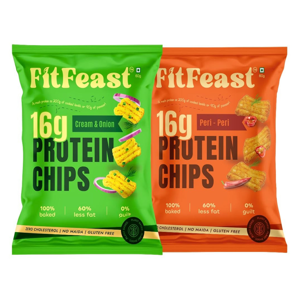 FitFeast Protein Chips - Variety Pack(  Peri Peri & Cream and Onion)