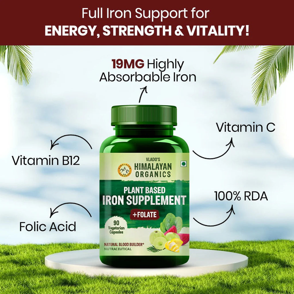 Vlado's Himalayan Organics Plant Based Iron Supplement + Folate Capsules - 90 Caps