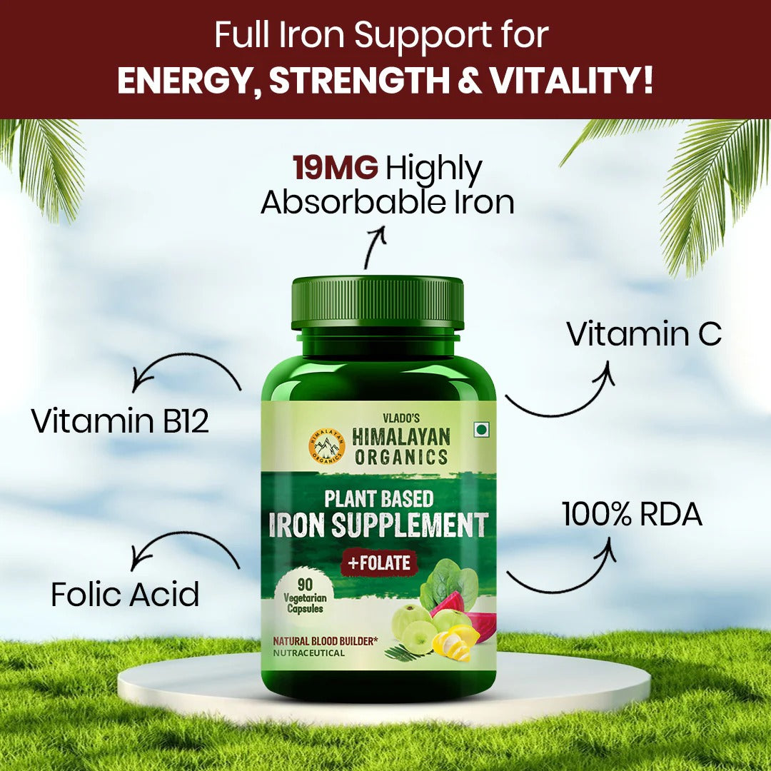 Vlado's Himalayan Organics Plant Based Iron Supplement + Folate Capsules - 90 Caps