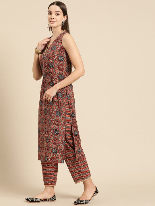 Anayna Women Ethnic Motifs Printed Regular Kurta with Trousers