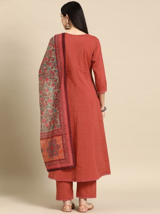 Anayna Anarkali Pure Cotton Kurta With Trousers & Dupatta