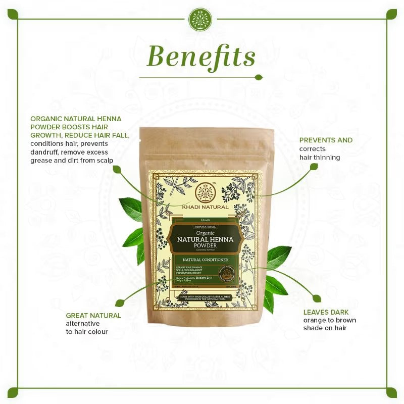 Khadi Natural Organic Natural Henna Powder - 100 gms