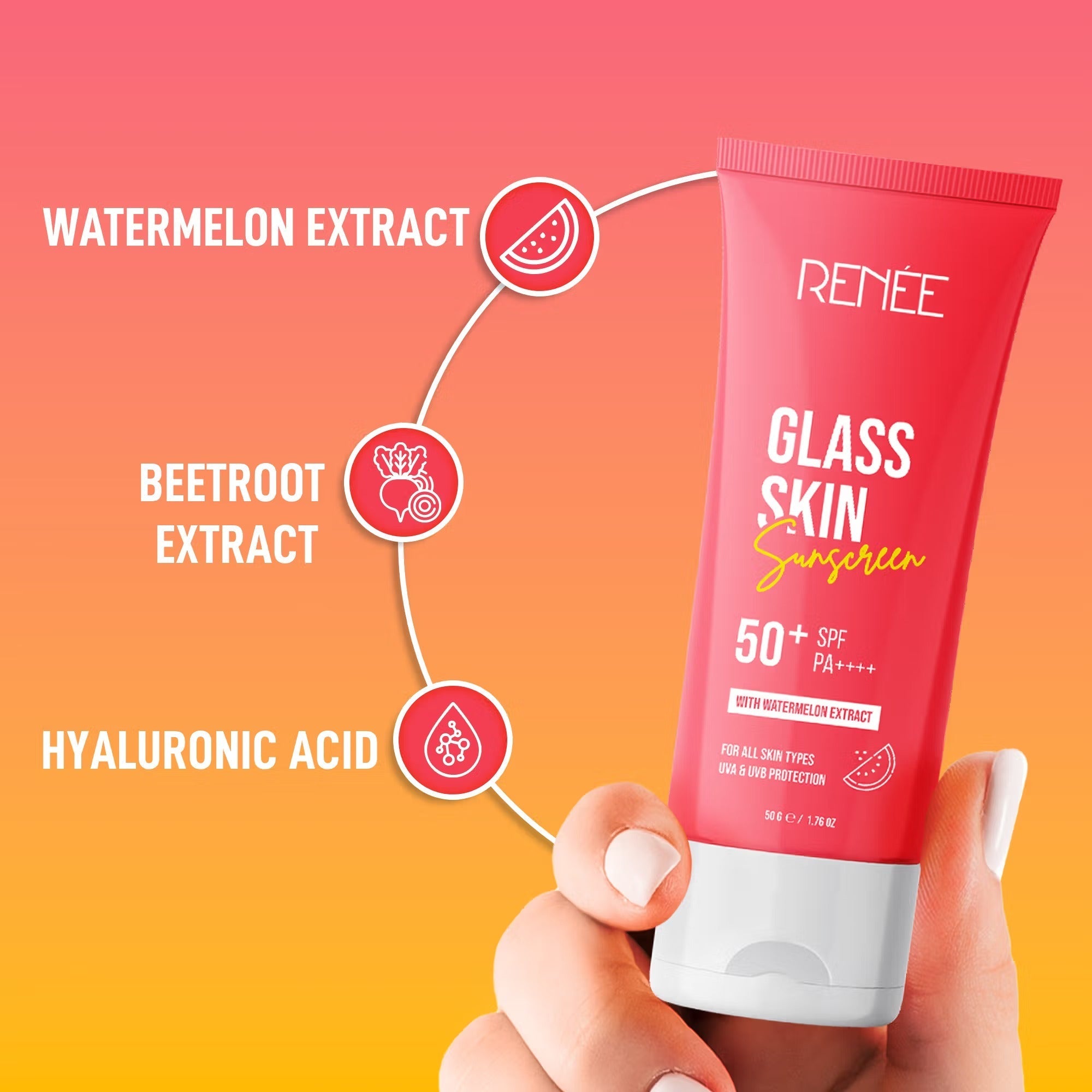 Renee Glass Skin Gel Sunscreen with SPF 50+ - 50 gms