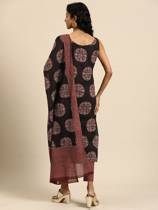 Anayna Women Ethnic Motifs Printed Regular Pure Cotton Kurta with Trousers & With Dupatta