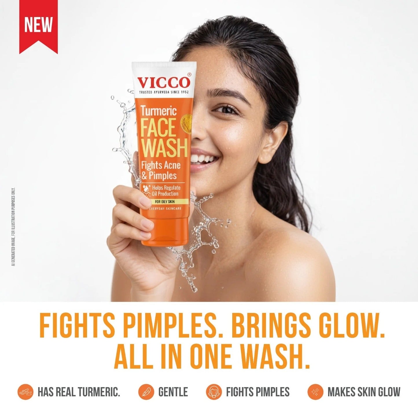 Vicco Turmeric Face Wash - 100 ml