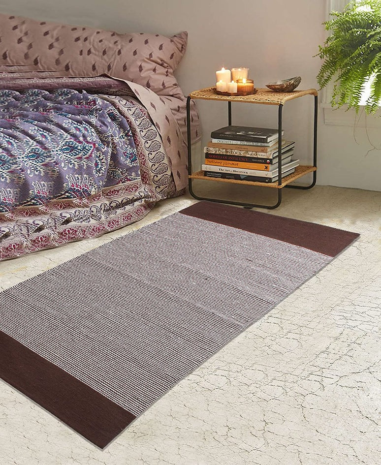 Saral Home Mid Stripe Cotton Anti Slip Yoga Mat/Runner