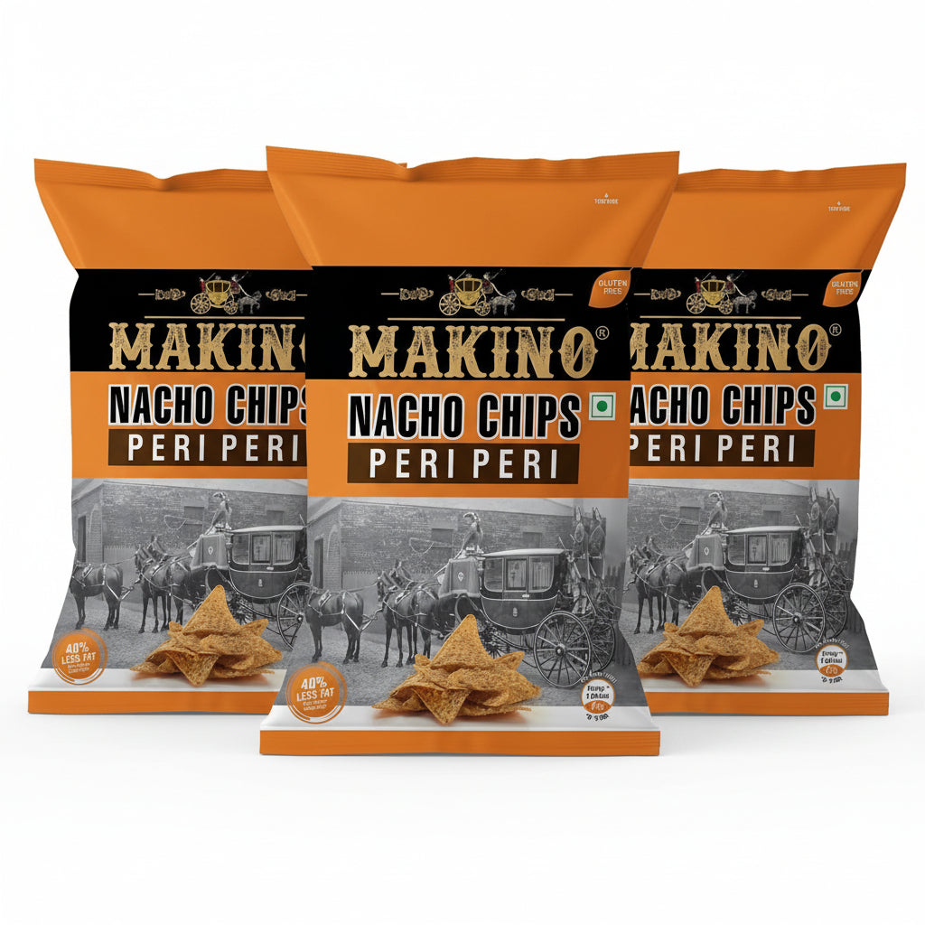 Makino Nacho Chips Peri Peri Flavour - Pack of 3(150g Each Pack)