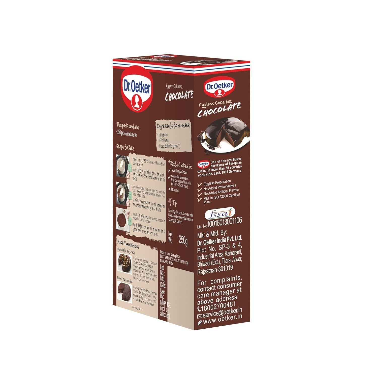 Dr. Oetker FunFoods Chocolate Cake Mix - Pack of 2 (250g Each Pack)