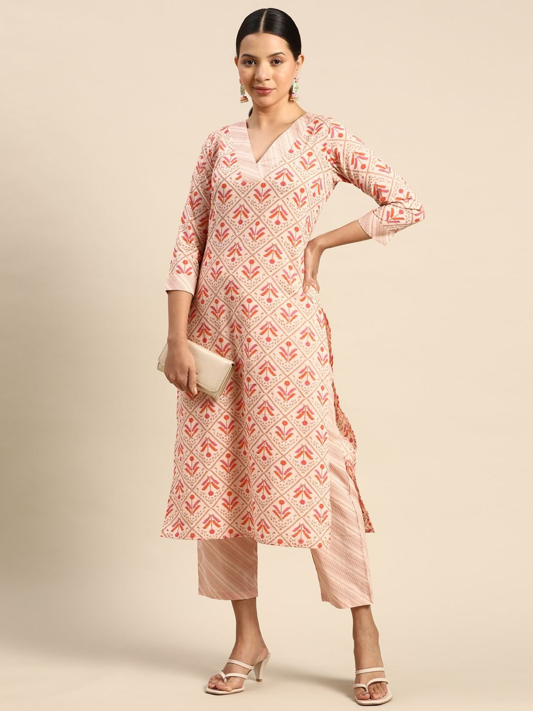Anayna Ethnic Motifs Printed Pure Cotton Kurta with Trousers