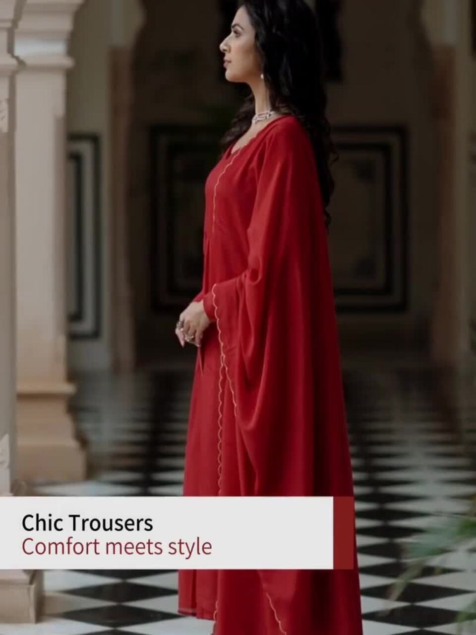 Anayna Women Panelled Kurta with Trousers & With Dupatta