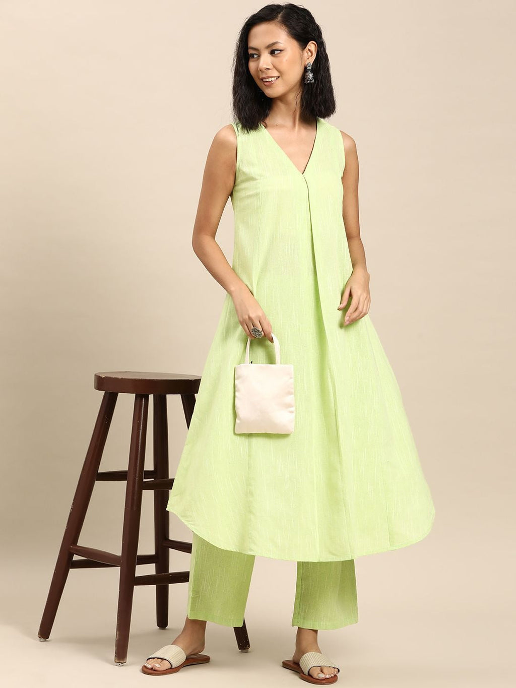 Anayna Women Panelled Pure Cotton Kurta with Trousers