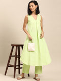 Anayna Women Panelled Pure Cotton Kurta with Trousers