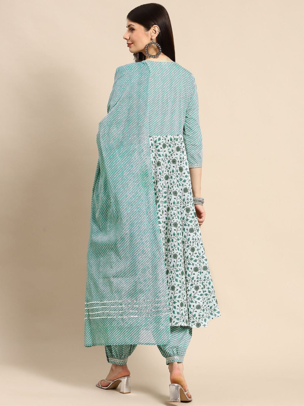 Anayna Women Green Ethnic Motifs Printed Pure Cotton Kurta with Salwar & Dupatta