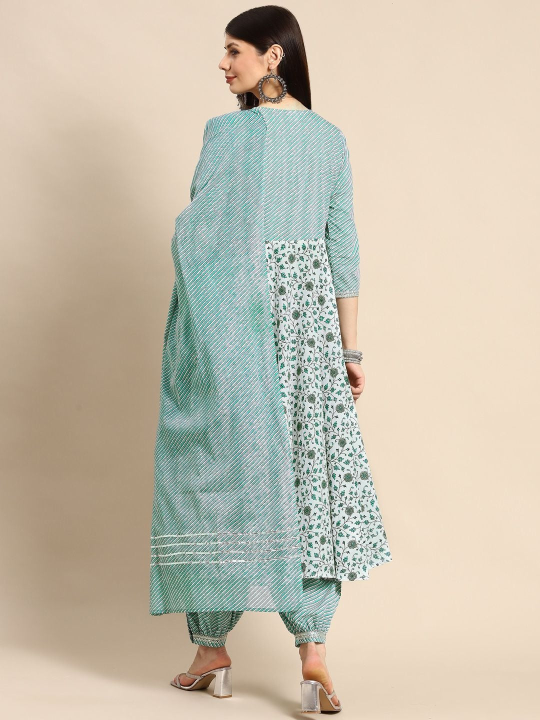 Anayna Women Green Ethnic Motifs Printed Pure Cotton Kurta with Salwar & Dupatta