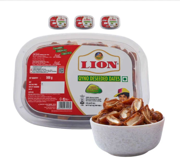 Lion Dates Qyno Deseeded Dates -  Pack of 3 (500g Each Pack)
