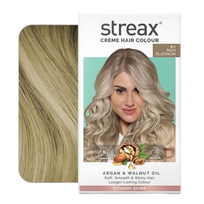 Streax Professional Permanent Hair Colour - 9.1 Rich Platinum