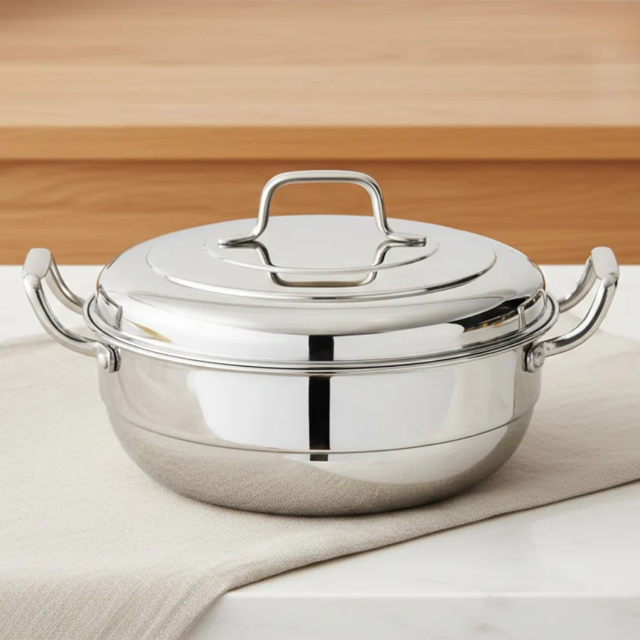 Vinod Doniv Titanium Triply Stainless Steel Multi Kadhai 6 Plates Idli Steamer Induction