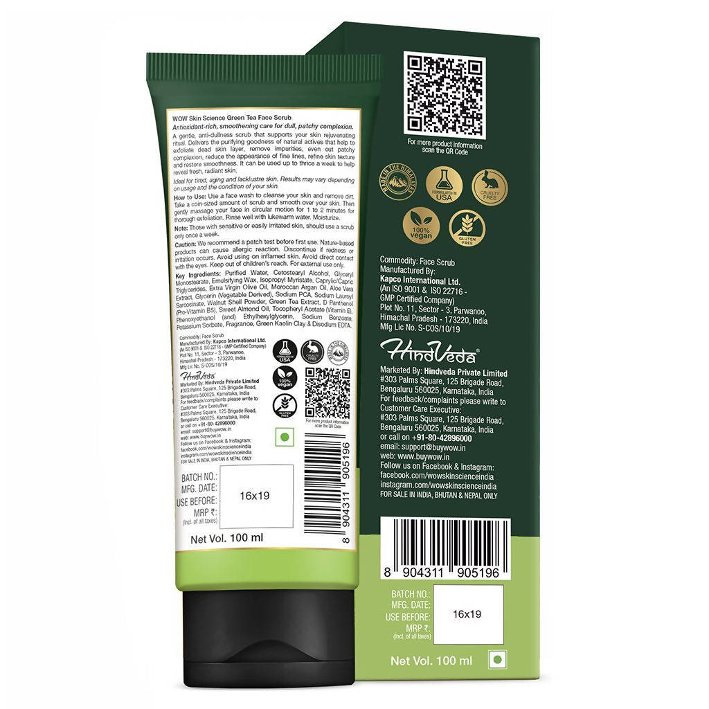 Wow Skin Science Green Tea Face Scrub - 100 ml