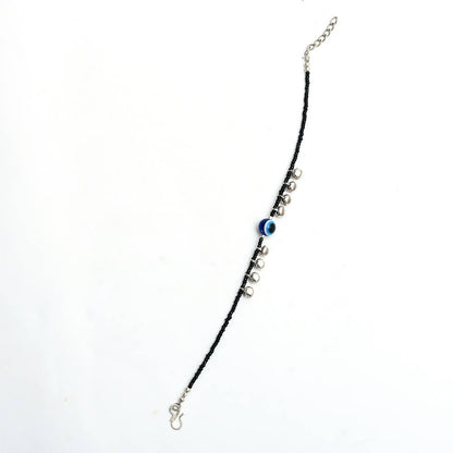 Mominos Fashion Kamal Johar Nazariya Silver/Black Anklets