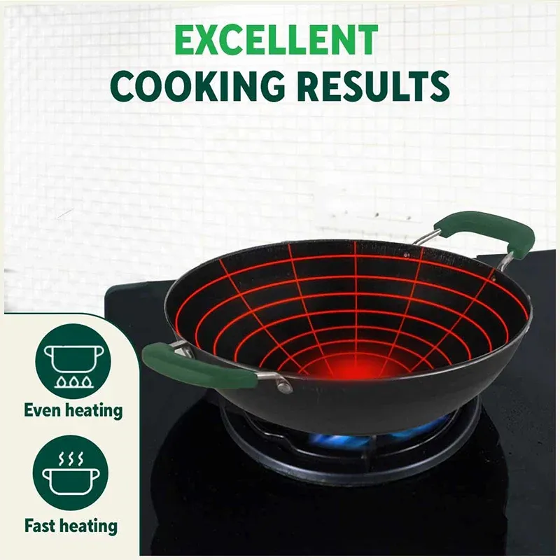 The Indus Valley 100% Pure Sheet Iron Kadai with Silicon Handle Pre-Seasoned