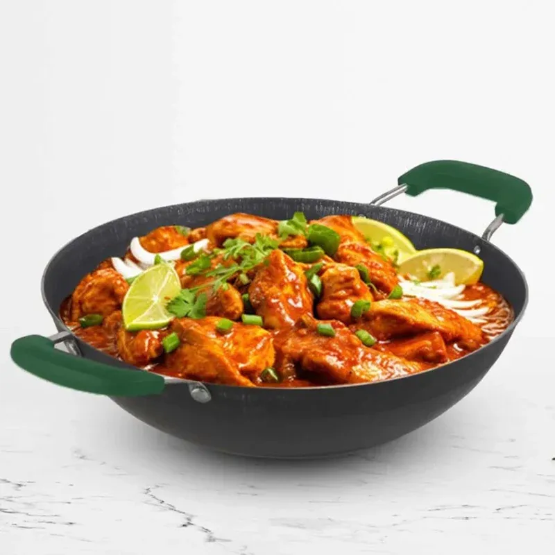 The Indus Valley 100% Pure Sheet Iron Kadai with Silicon Handle Pre-Seasoned