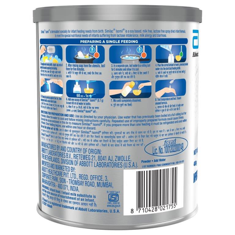 Similac Isomil Soy Infant Formula Powder for Up to 24 Months Kids -  400 gms