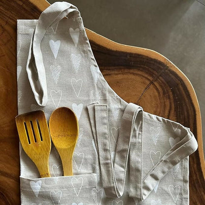 Oak & Lily 100% Cotton Kitchen Apron-Red Heart