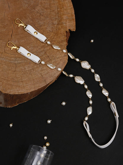 Women's White Mother Of Pearl Mask Chain - Ruby Raang