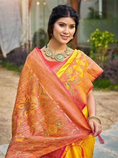 Shree Shyam Fashion Yellow Soft Silk Saree