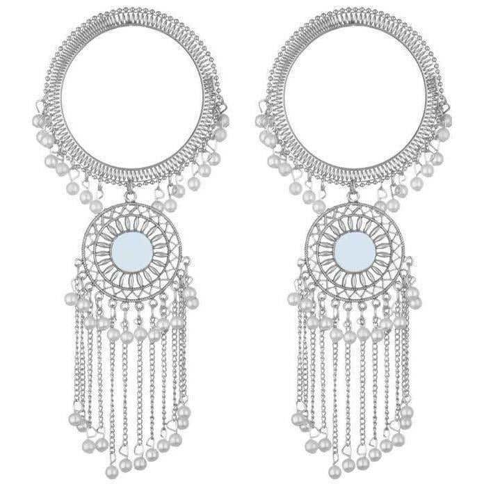 MS Fashion India Stylish And Trendy White Pearls Hanging Chains Bangles