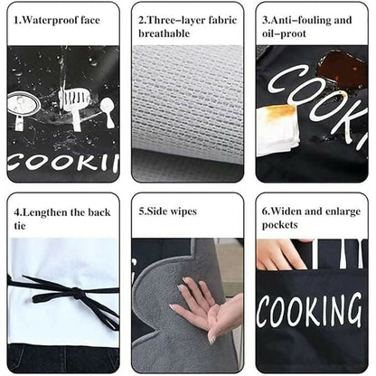 Klimet Waterproof Kitchen Apron For Women-Black