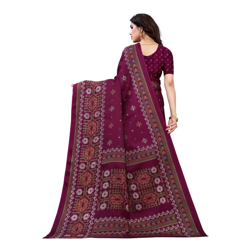 Vamika Printed Jute Silk Purple Saree (Namita Purple)