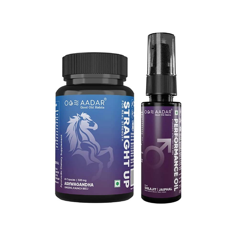 Aadar Ayurvedic Combo- Performance Oil & Straight Up Capsules