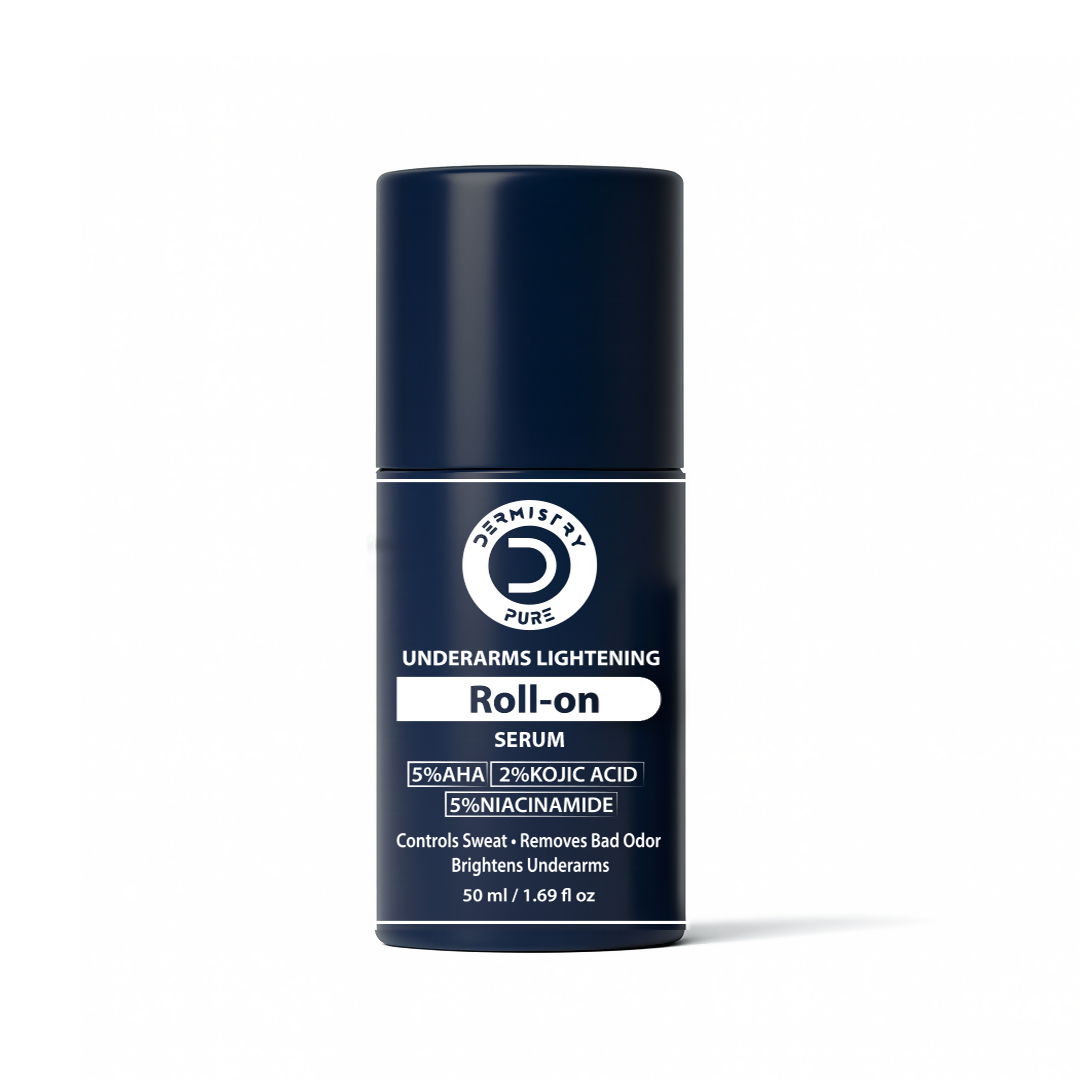 Dermistry AHA Kojic Acid Licorice Niacinamide Underarms Lightening Deodorant Roll On Serum Dark Spots Pigmentation