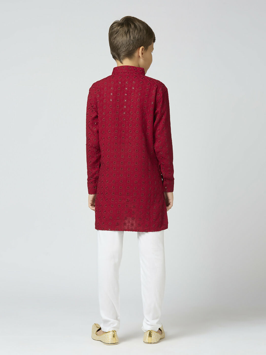 Joban Fashion Kids Island Full Sleeves Cotton Kurta and Pyjama Set with Sequin work - Maroon