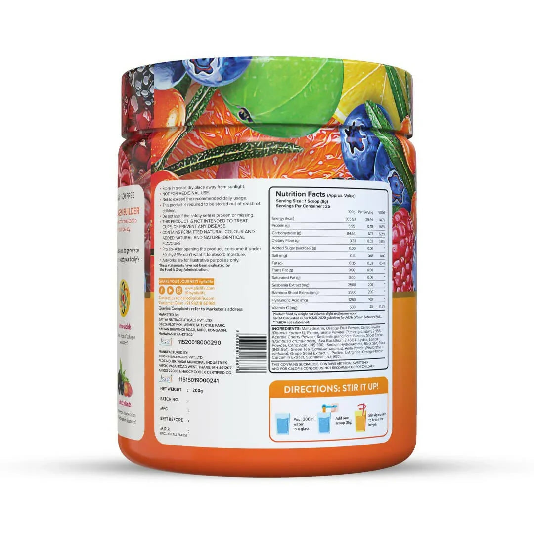 PLIX The Plant Fix Wholefood Collagen Builder Powder for Skin - Orange -200 gm