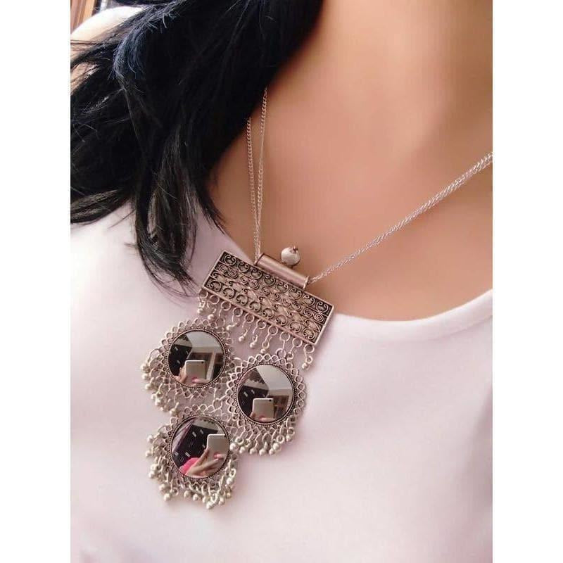 MS Fashion India Stylish Oxidized Necklace for Women- Silver