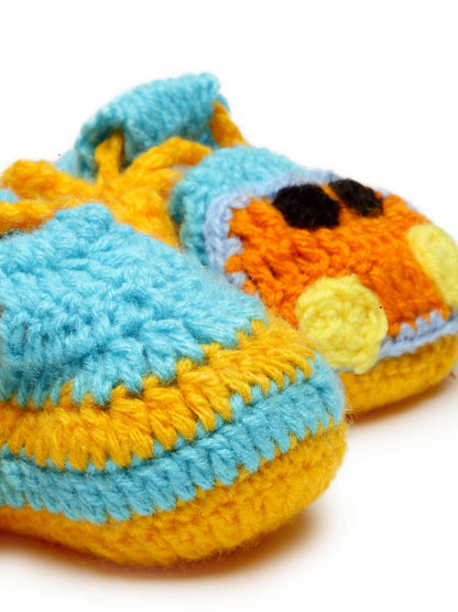 Chutput Kids Woollen Hand Knitted Self Desgin Detailed Booties - Yellow