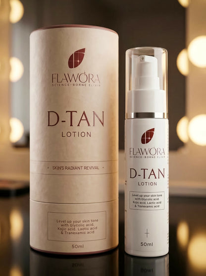 Flawora Set of 24k Golden Glow Face Serum and D-Tan Lotion